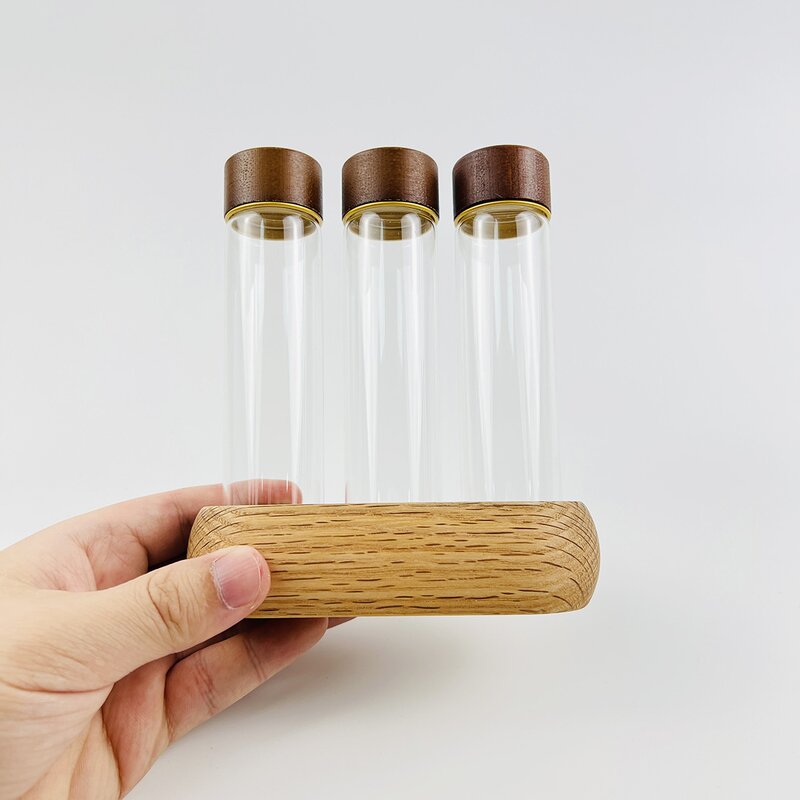 Glass Bottle with Screw Caps Supplier - Wholesale Flat Bottom Match Wooden