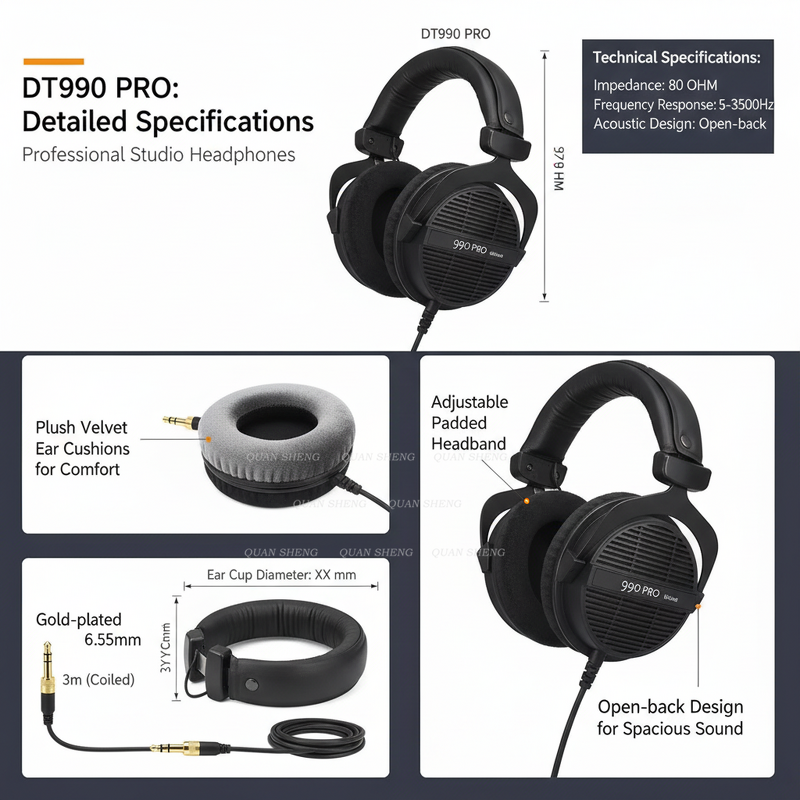 Over-Ear Studio Headphones Factory - DT990 PRO 80/250 Ohm Open Back