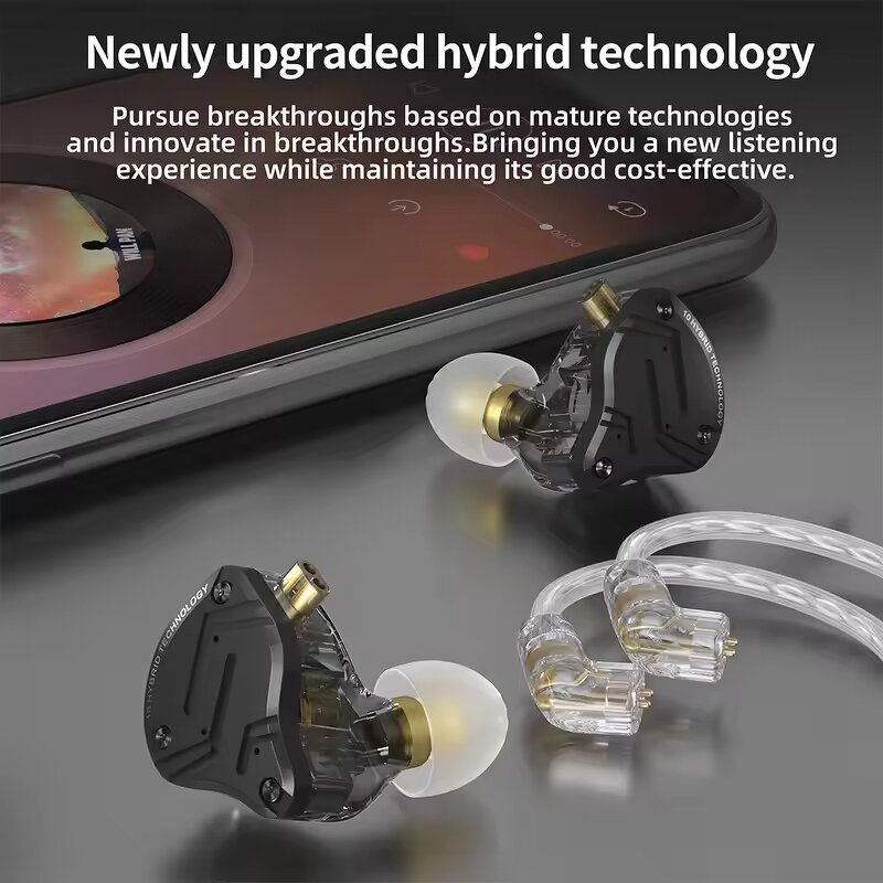 Hybrid Earbuds Factory - KZ ZS10 PRO X 1DD+4BA HiFi Heavy Bass IPX-4