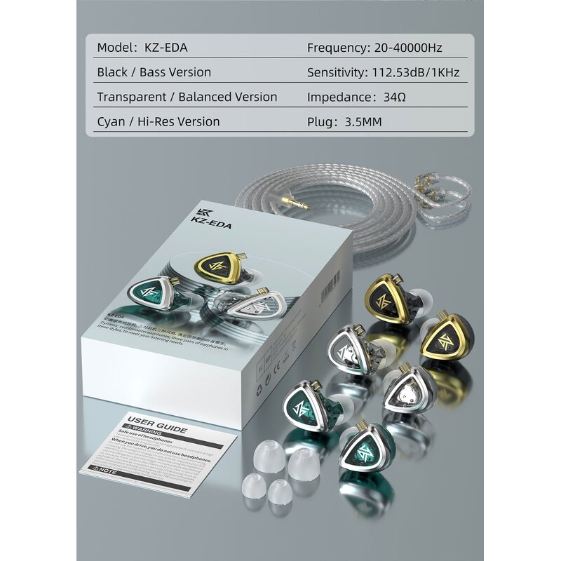 In Ear Monitor Headset Supplier - KZ EDA 3 Pairs 3.5mm Detachable Cable