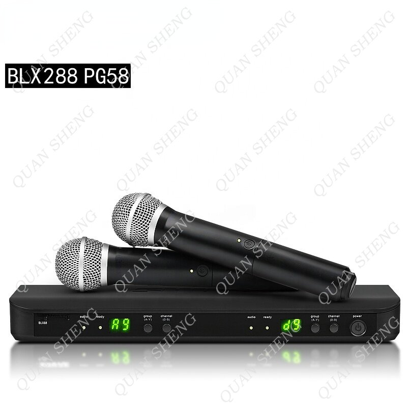 Dual Wireless Mic System Factory - Shur BLX288/PG58 Handheld Dynamic