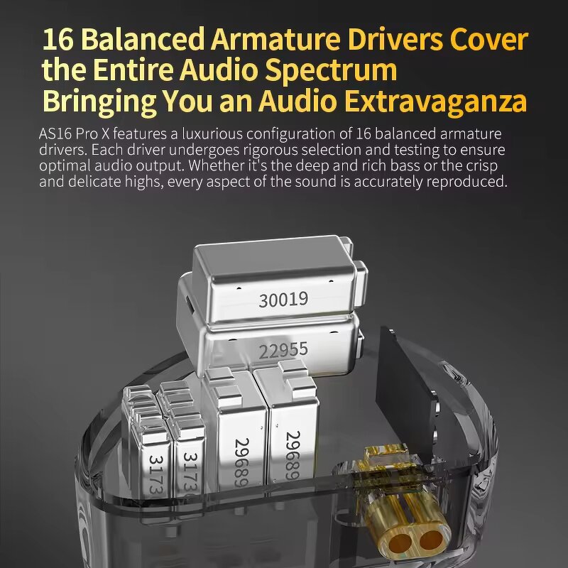 Hybrid In-ear Earphones Supplier - KZ AS16 X PRO 1DD+7BA HIFI Monitor