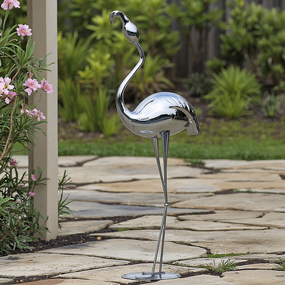 Metal Art Sculpture Supplier - OEM Custom Flamingo Mirror Stainless Steel Traditional Fashion Buddhism
