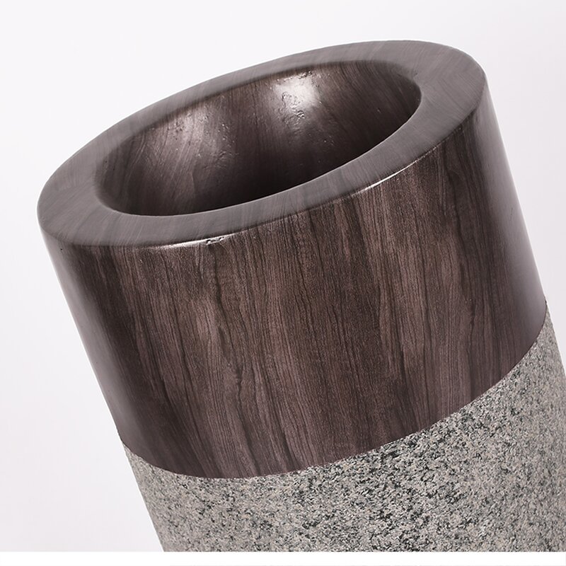 Cylinder Fiberglass Planter Manufacturer - OEM Northern Europe Design Decorative Pot Stand Interior Wood Grain