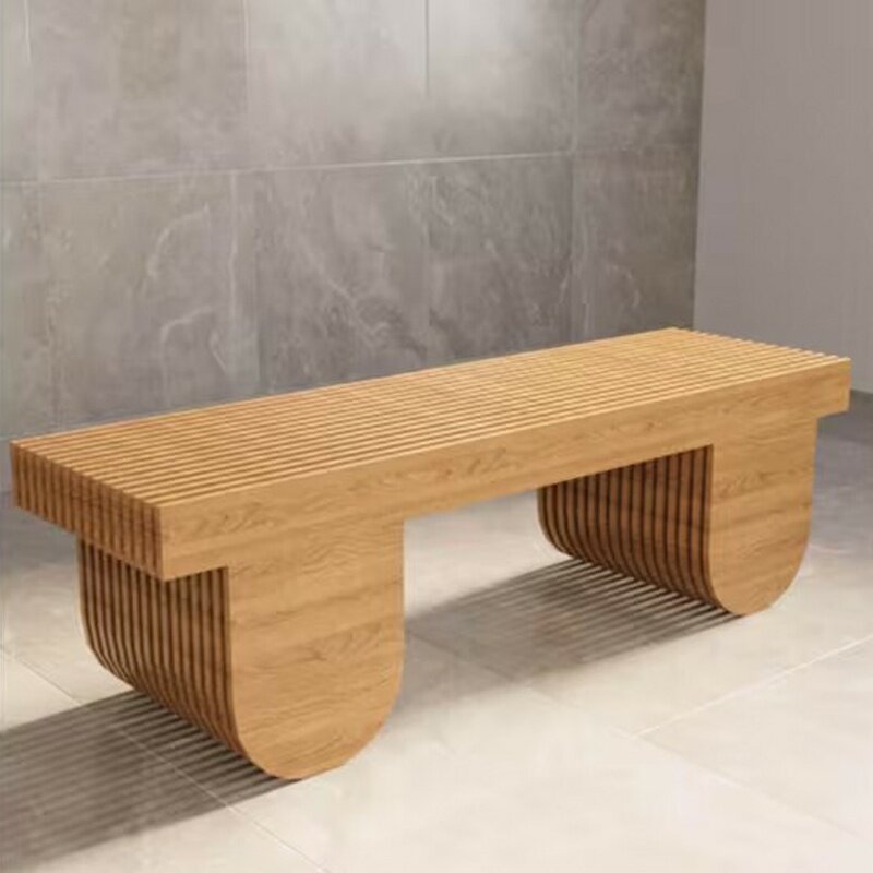 Parametric Bench Supplier - OEM Premium Modern Wavy Solid Wood CNC Cut Hotel Lobby Airport