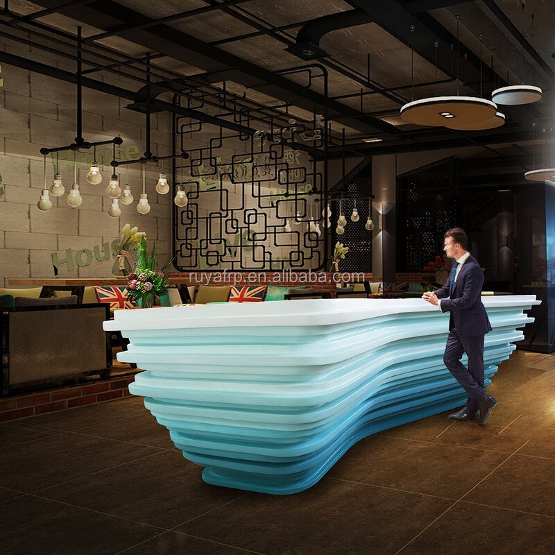 Fiberglass Reception Desk Factory - OEM Graphic Sense Design Luxury White Modern Front Counter for Hotel Shop