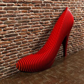 Wall-Mounted Sofa Backrest Supplier - OEM Customizable Parametric Red High Heel Shape Solid Wood Public
