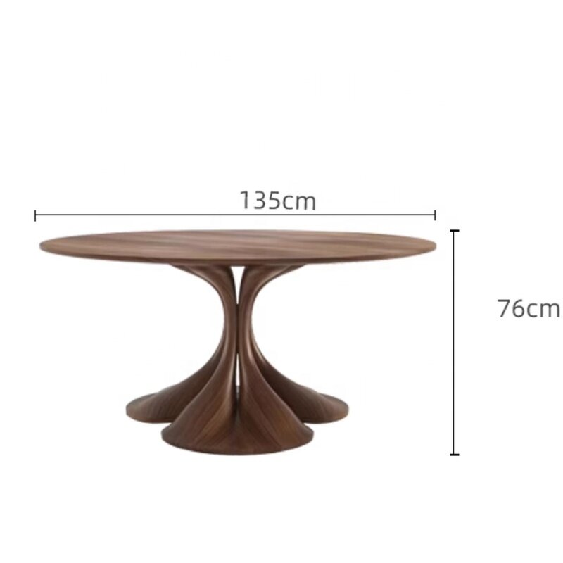 Dining Table Factory - OEM Nordic Style Luxury Solid Wood Frame 6 Seat Walnut Custom
