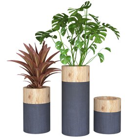 Cylinder Fiberglass Planter Manufacturer - OEM Northern Europe Design Decorative Pot Stand Interior Wood Grain