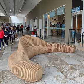 Parametric Bench Sofa Factory - OEM Custom Designer Solid Wood Unique Shaped for Hotel Lobby Waiting