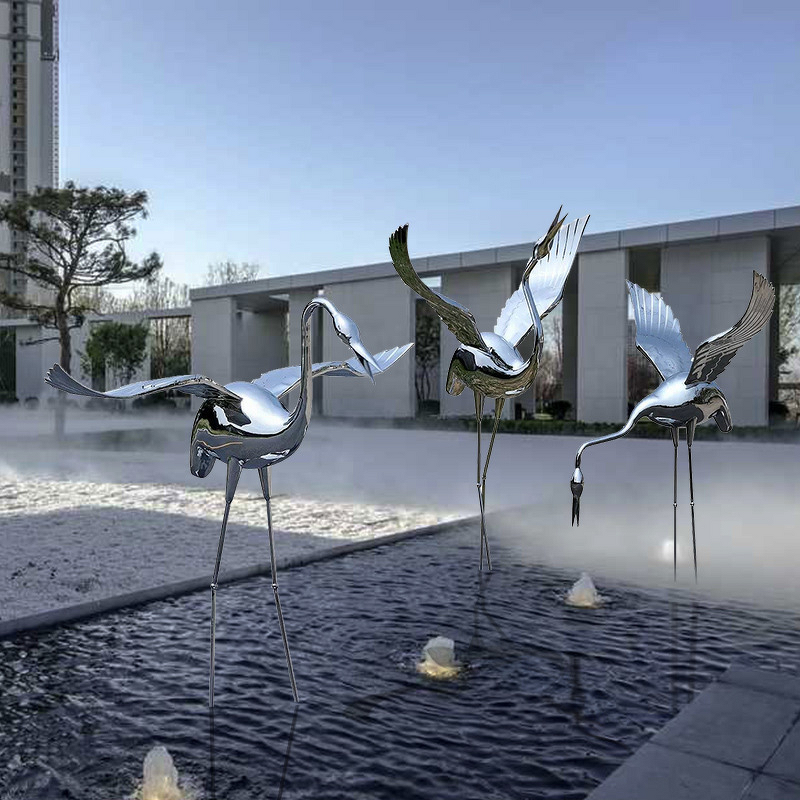 Metal Art Sculpture Supplier - OEM Custom Flamingo Mirror Stainless Steel Traditional Fashion Buddhism