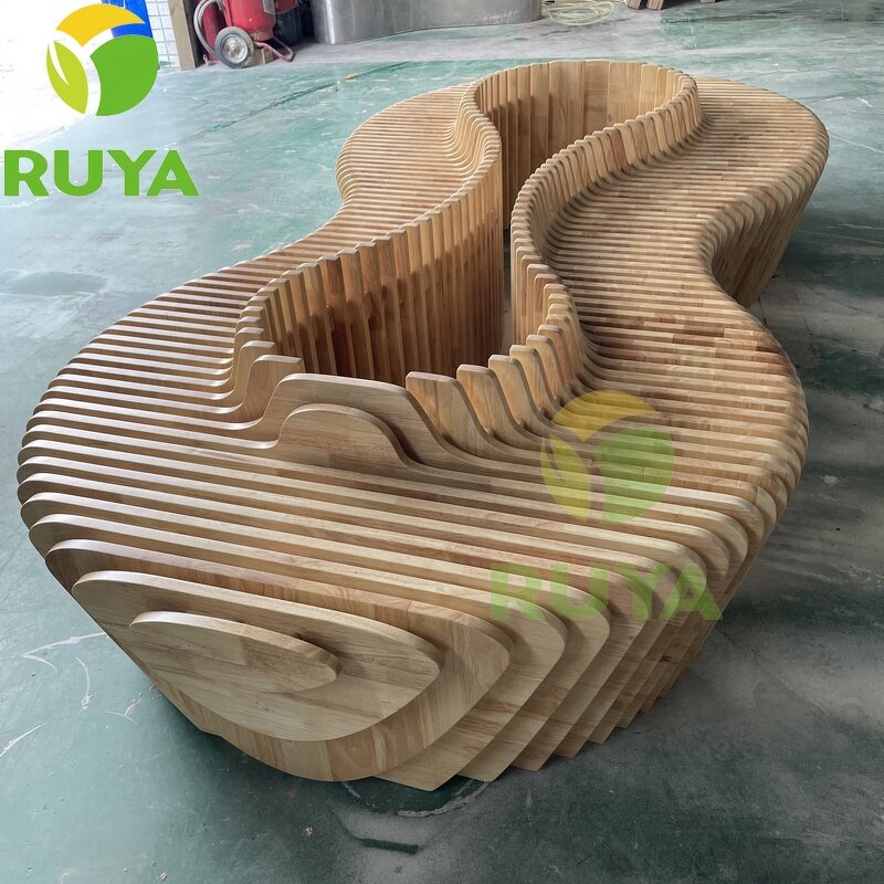 Stackable Bench Factory - OEM Solid Wood Modern Parametric Design Eco-Friendly Commercial Waiting Seat
