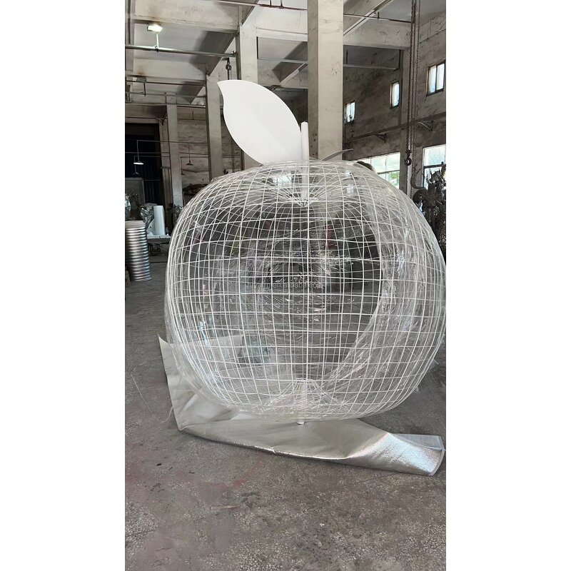 Outdoor Sculpture Factory - OEM Custom Modern Large Fiberglass Hand-Held Apple Statue Religious Angel