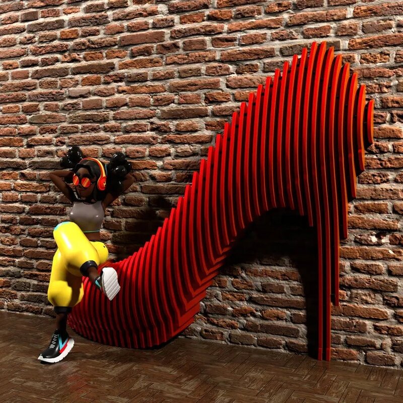 Wall-Mounted Sofa Backrest Supplier - OEM Customizable Parametric Red High Heel Shape Solid Wood Public