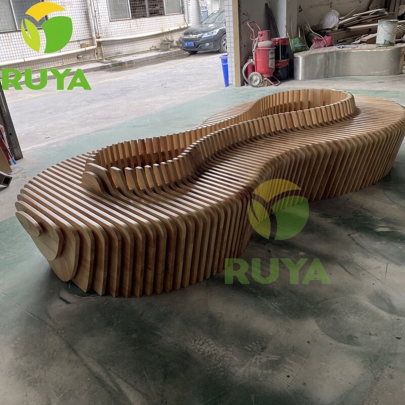 Stackable Bench Factory - OEM Solid Wood Modern Parametric Design Eco-Friendly Commercial Waiting Seat
