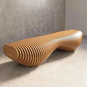Parametric Bench Manufacturer - OEM Wavy Wooden Design for Hotel Lobby Airport Lounge Hospital Waiting