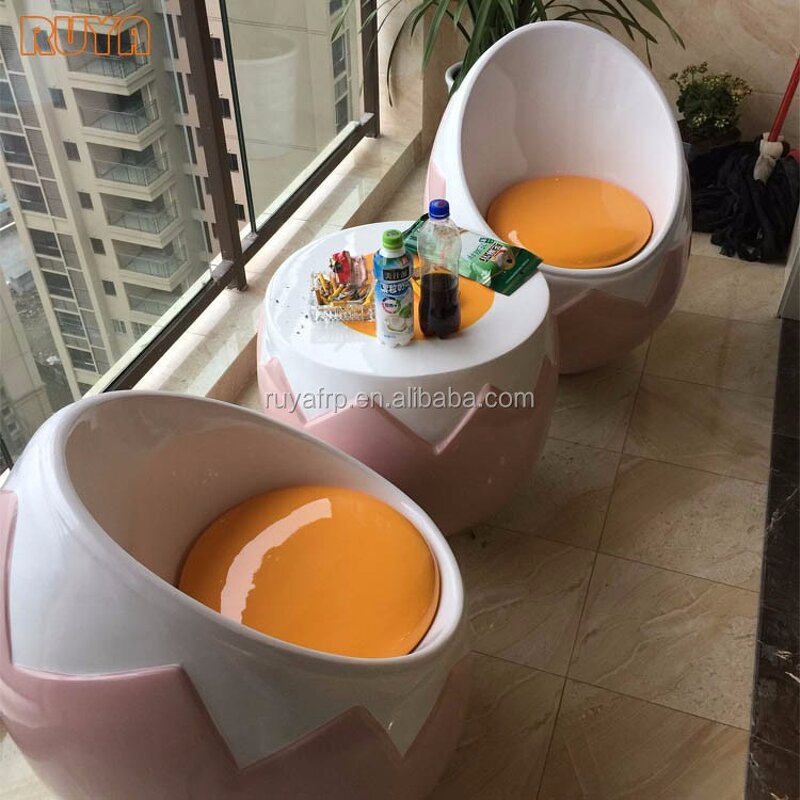 Garden Furniture Set Manufacturer - OEM Creative Egg Shell Pato Unique Fiberglass for Dining Coffee Table
