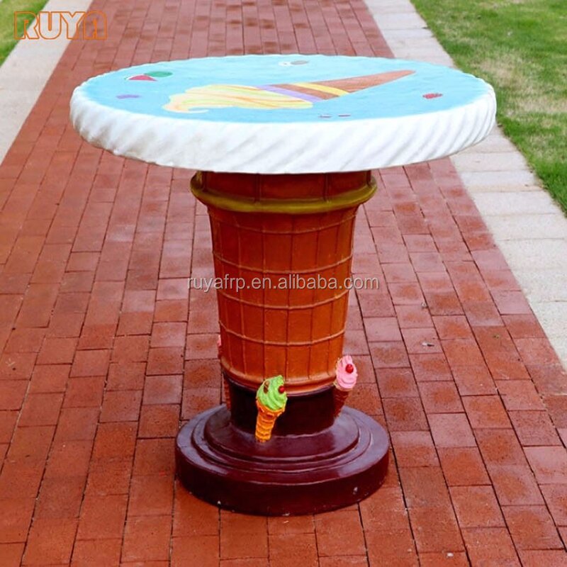 Outdoor Furniture Set Supplier - OEM Modern Fiberglass Ice Cream Armchair Table for School Gym Mall