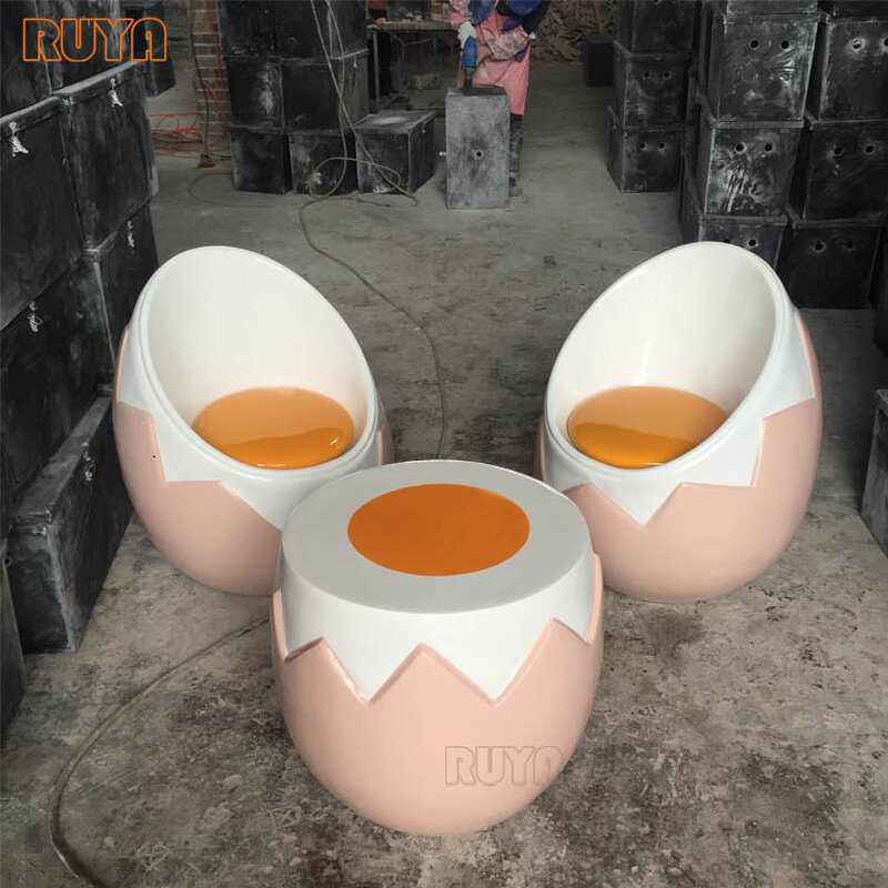 Garden Furniture Set Manufacturer - OEM Creative Egg Shell Pato Unique Fiberglass for Dining Coffee Table