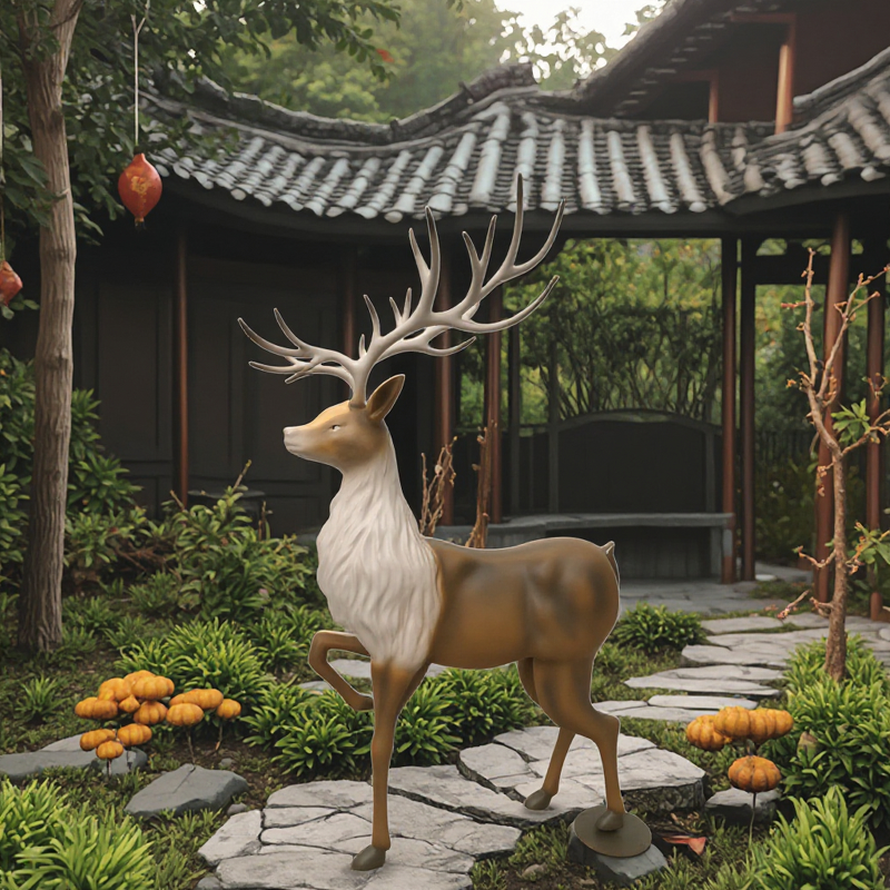 Realistic Animal Sculptures Factory - OEM Equal Scale Deer Elk Ornaments for Home Decoration Parks