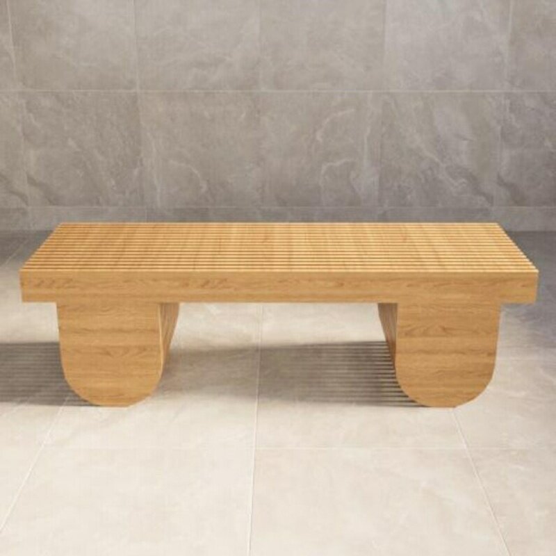 Parametric Bench Supplier - OEM Premium Modern Wavy Solid Wood CNC Cut Hotel Lobby Airport