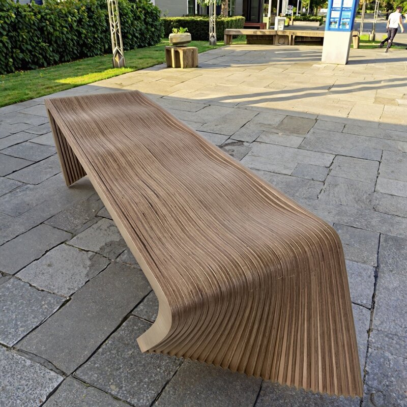 Long Bench Factory - OEM Modern Parametric Solid Wood Artistic for Hospital Outdoor Public Waiting