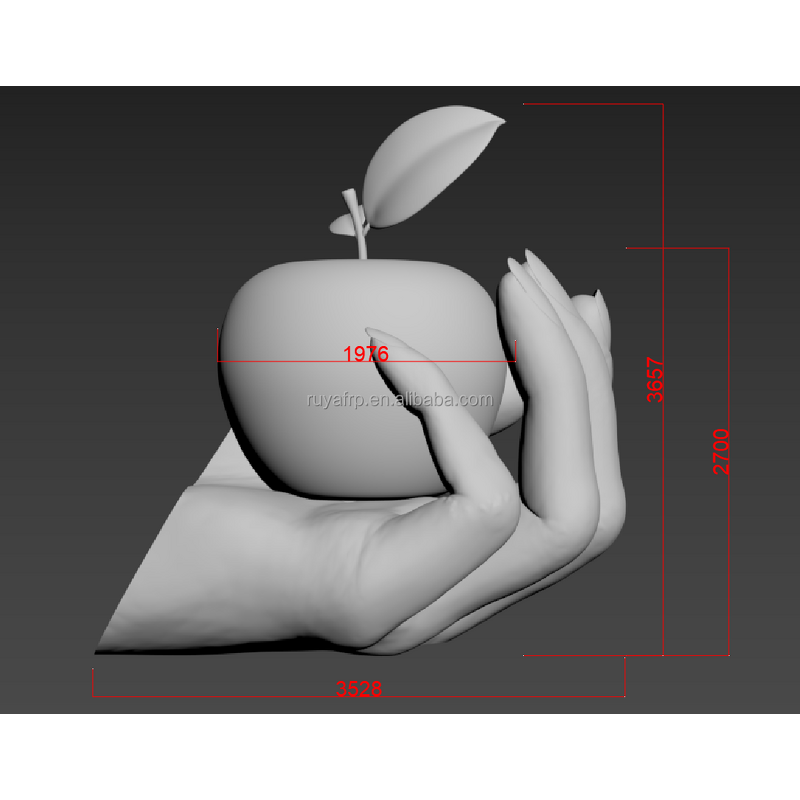 Outdoor Sculpture Factory - OEM Custom Modern Large Fiberglass Hand-Held Apple Statue Religious Angel