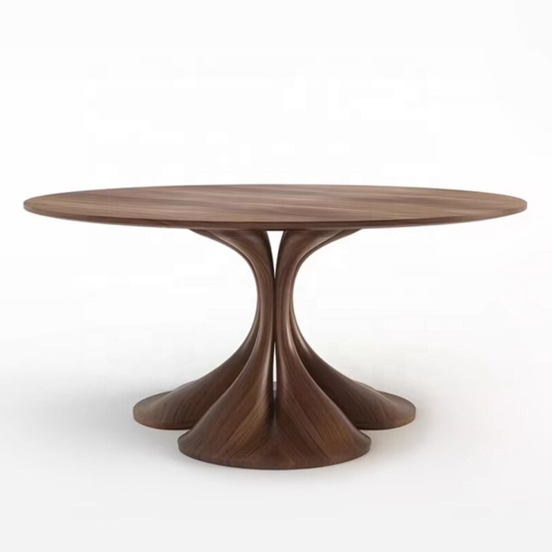 Dining Table Factory - OEM Nordic Style Luxury Solid Wood Frame 6 Seat Walnut Custom