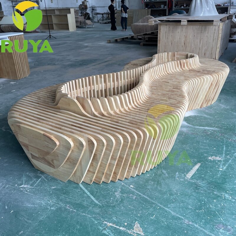 Stackable Bench Factory - OEM Solid Wood Modern Parametric Design Eco-Friendly Commercial Waiting Seat