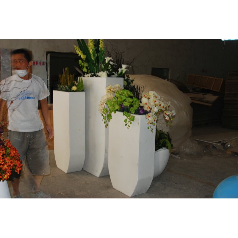 Square Fiberglass Planter Pots Supplier - OEM Large Entrance Commercial for Mall Office Corridor Passage