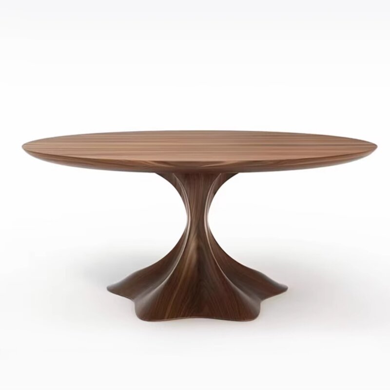 Dining Table Supplier - OEM Mid Century Modern Solid Walnut Veneer Custom Minimalist Round