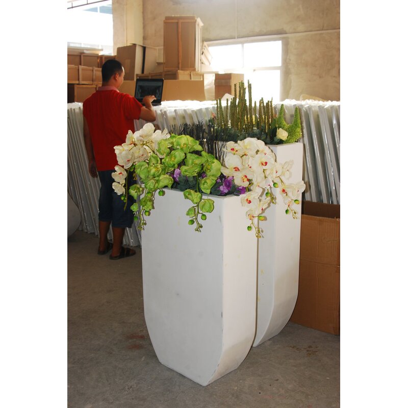 Square Fiberglass Planter Pots Supplier - OEM Large Entrance Commercial for Mall Office Corridor Passage