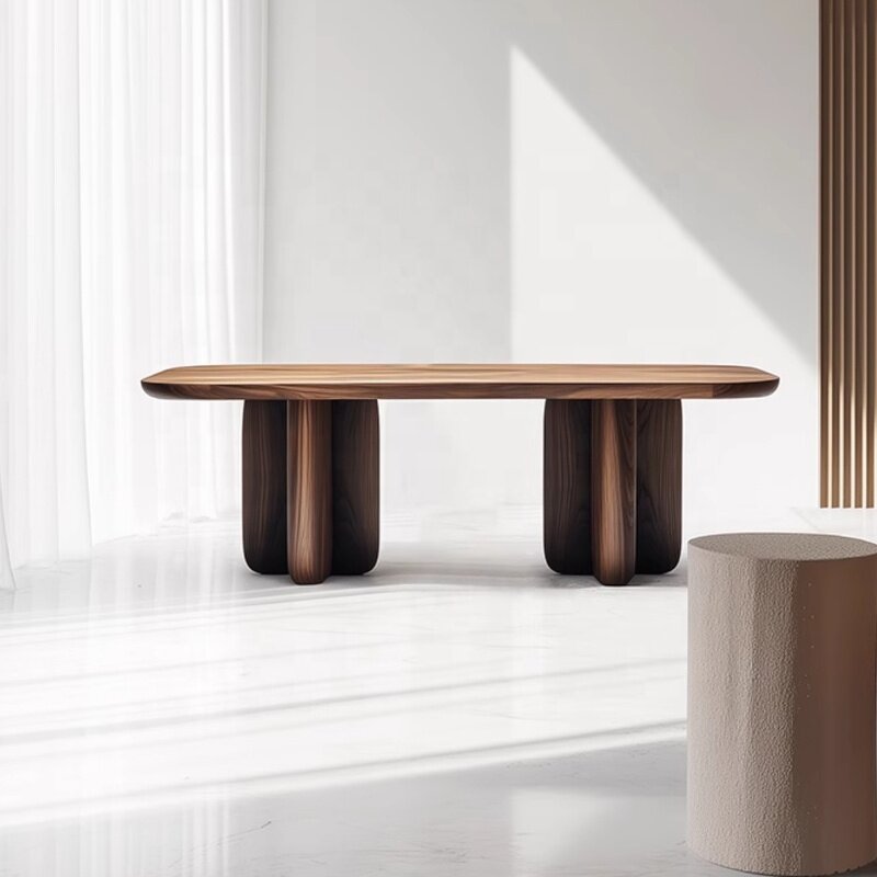 Dining Table Manufacturer - OEM Italian Minimalist Solid Wood Walnut Desk for Home Office