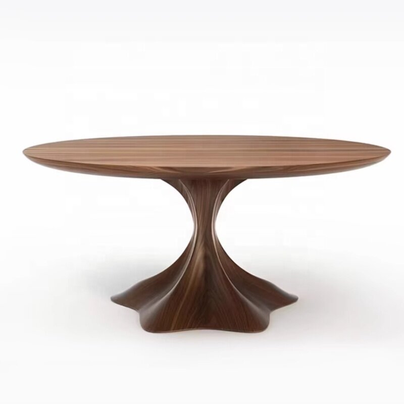 Dining Table Factory - OEM Nordic Style Luxury Solid Wood Frame 6 Seat Walnut Custom