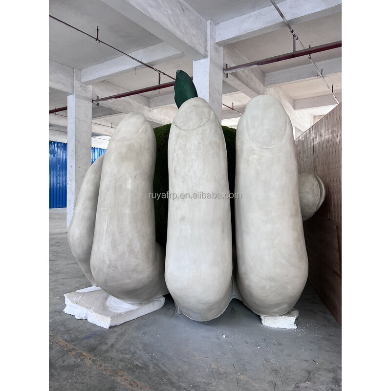 Outdoor Sculpture Factory - OEM Custom Modern Large Fiberglass Hand-Held Apple Statue Religious Angel