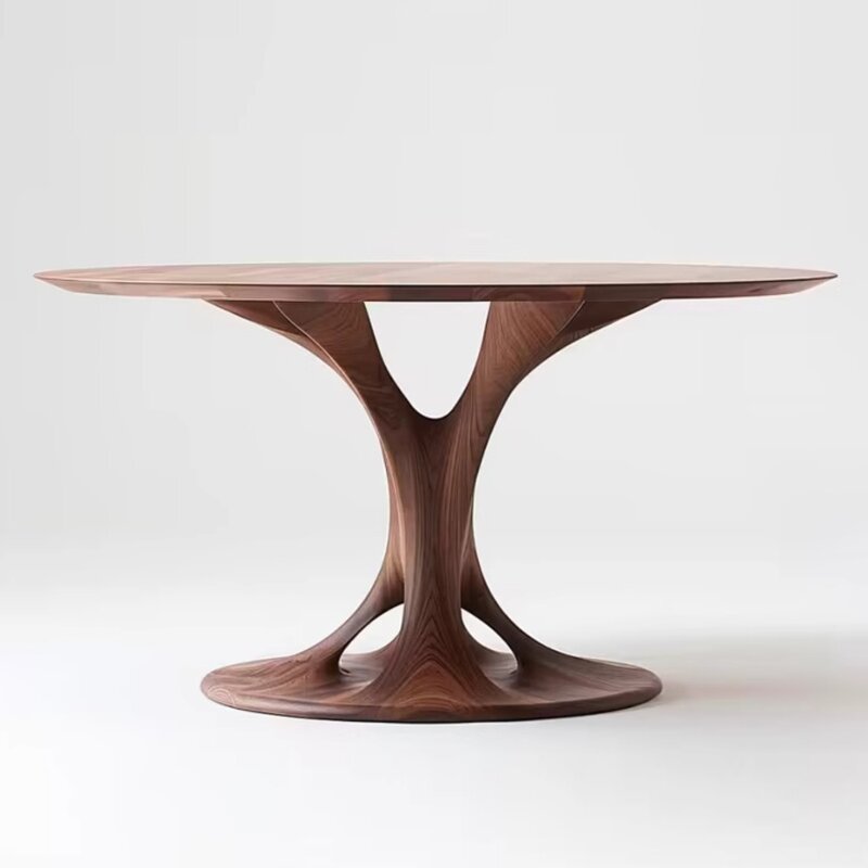 Dining Table Supplier - OEM Mid Century Modern Solid Walnut Veneer Custom Minimalist Round