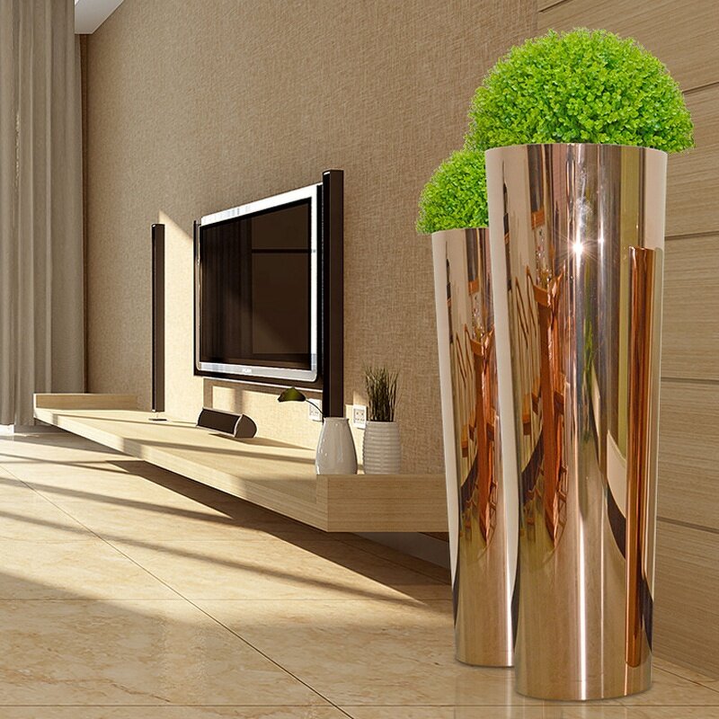 Metal Planter Column Supplier - OEM Gold ODM Available Green Space Solution Shopping Mall Lobby Decor