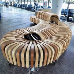 Curved Wood Bench Manufacturer - OEM Modern Colorful for Comfortable Waiting Resting Public Spaces