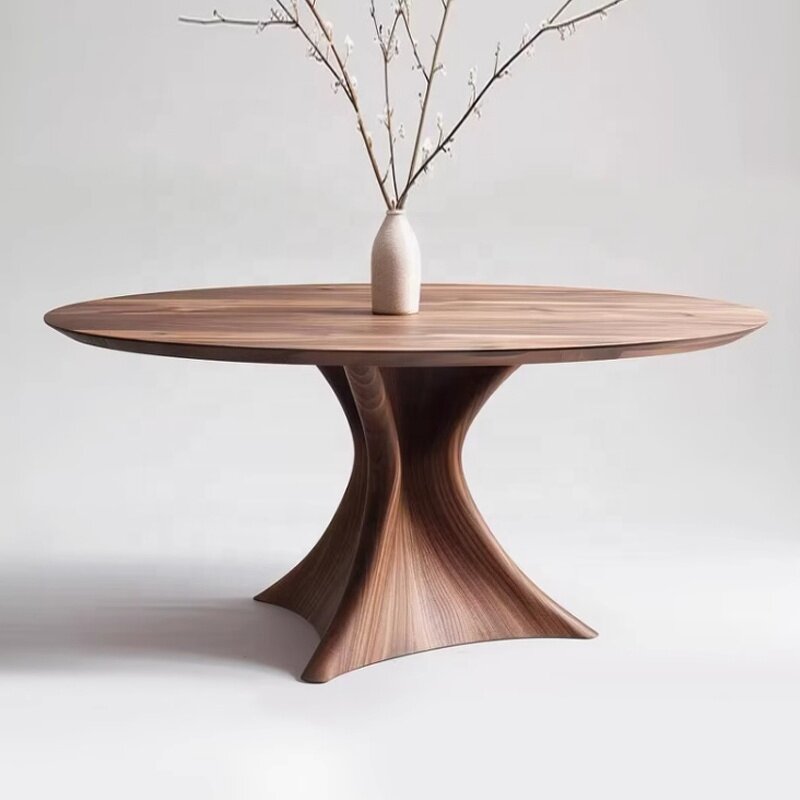 Dining Table Factory - OEM Nordic Style Luxury Solid Wood Frame 6 Seat Walnut Custom