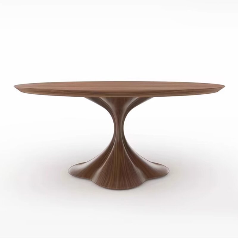 Dining Table Supplier - OEM Mid Century Modern Solid Walnut Veneer Custom Minimalist Round