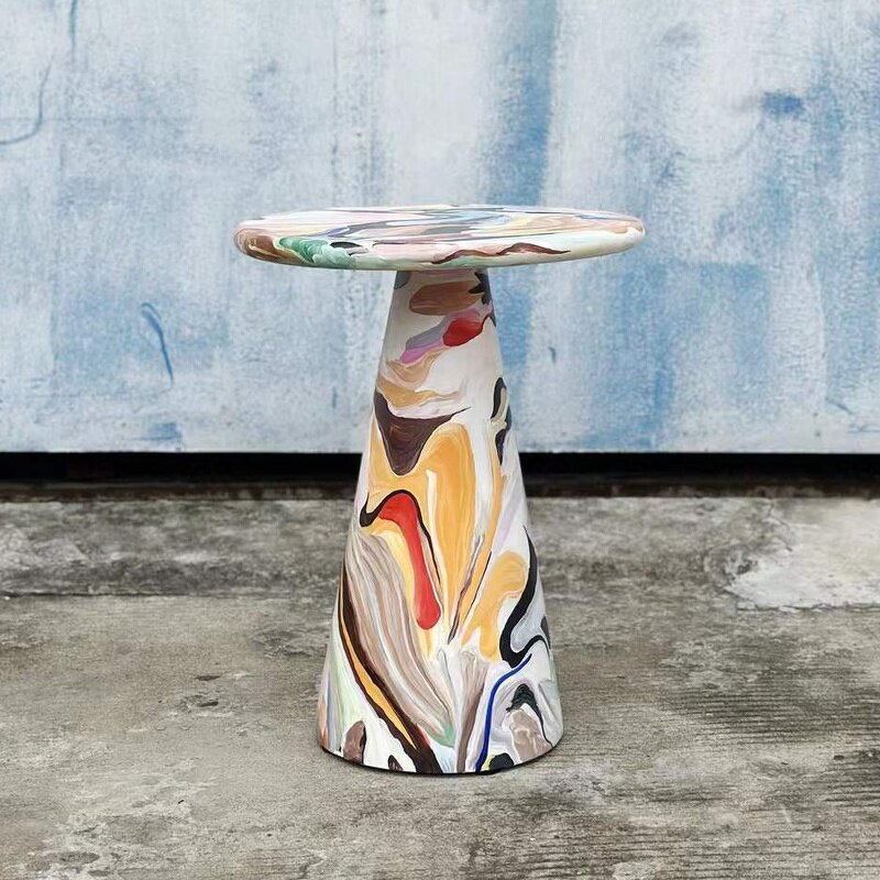 Coffee Table Factory - OEM Graceful Hand-Painted Designer Round with Custom Feast Mushroom Style