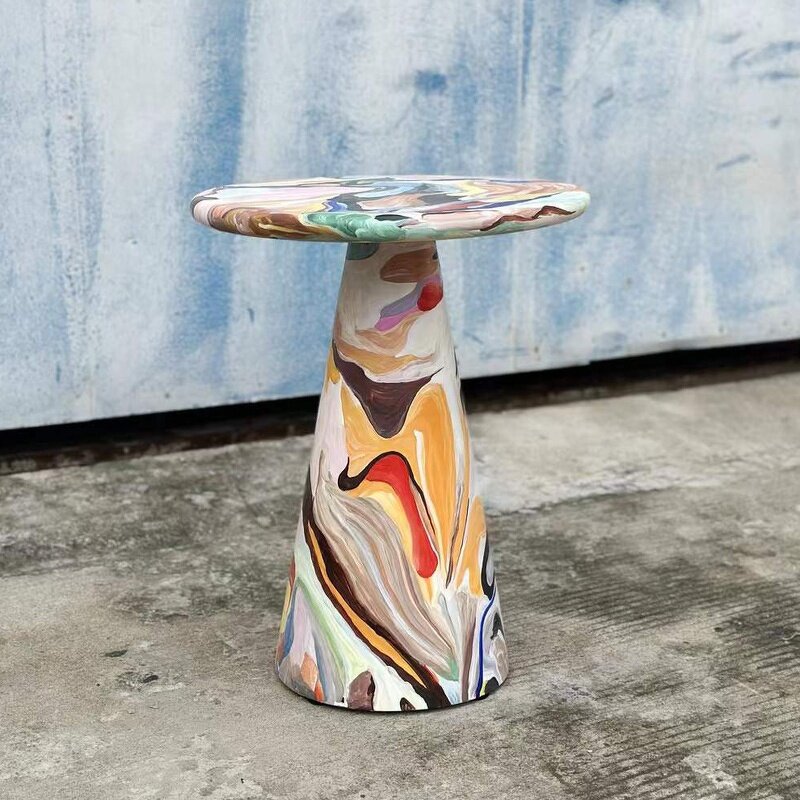 Coffee Table Factory - OEM Graceful Hand-Painted Designer Round with Custom Feast Mushroom Style