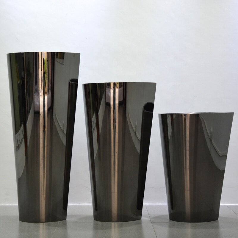 Stainless Steel Vase Factory - OEM 304 Cylindrical Tall Custom Sizes Parks Hospitals Airports Commercial