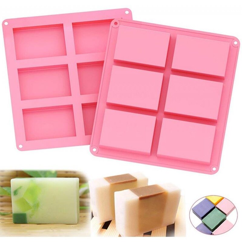 Rectangle Silicone Soap Mold Factory - 6 Cavity DIY Handmade Square