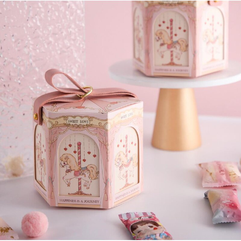 Gift Sweet Candy Box Factory - Carousel Hexagon Handle Paper for Baby