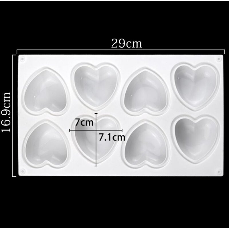 Love Heart Mousse Cake Mold Supplier - 8 Hole Dessert Pastry Silicone
