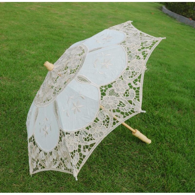 Lace Bride Umbrella Supplier - White Mini Decoration Props Ivory Parasol