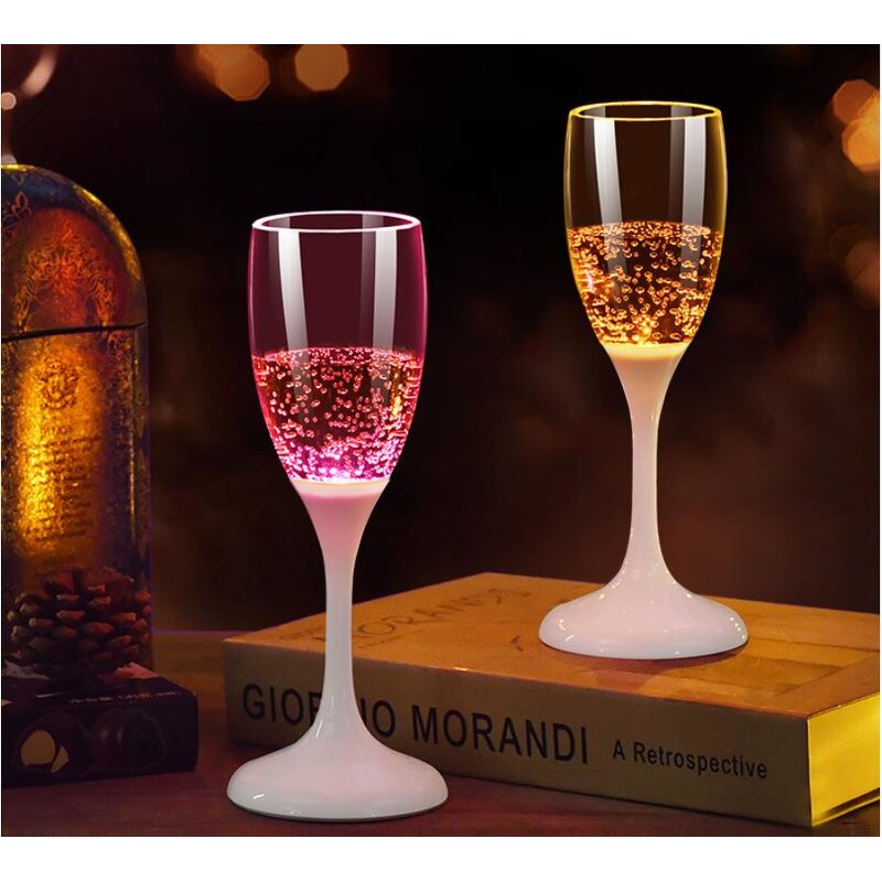 Light up Champagne Glasses Supplier - Glowing LED Wine Cups Reusable