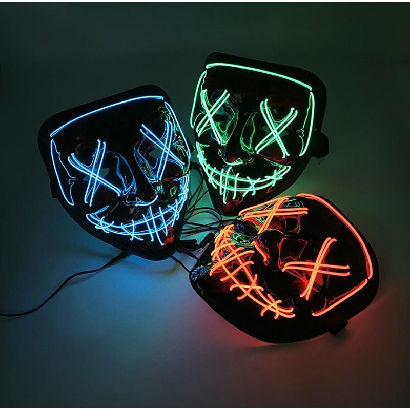 Halloween Light up Mask Factory - Glowing Party Face Scary Horror Black
