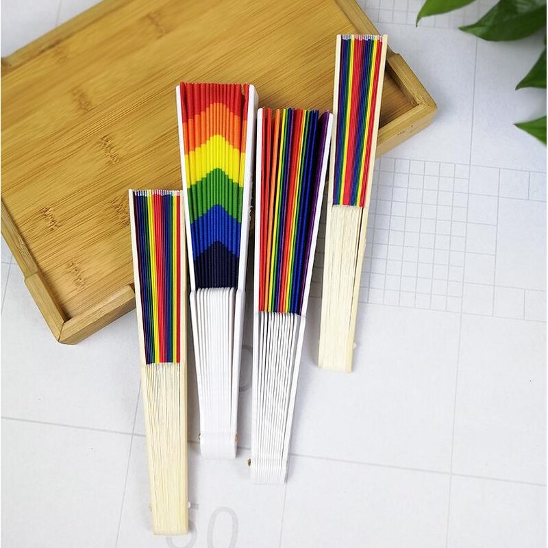LGBT Bamboo Fan Factory - Rainbow Colorful Plastic Hand Held Gay Pride